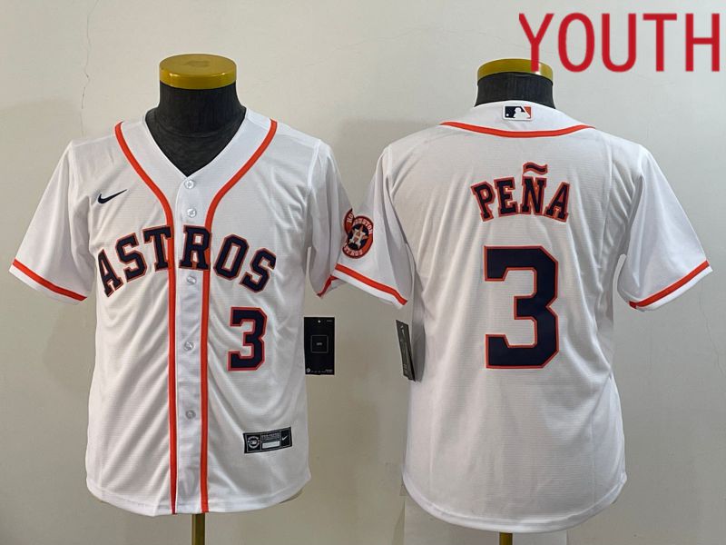 Youth Houston Astros #3 Pena White Game Nike 2022 MLB Jerseys